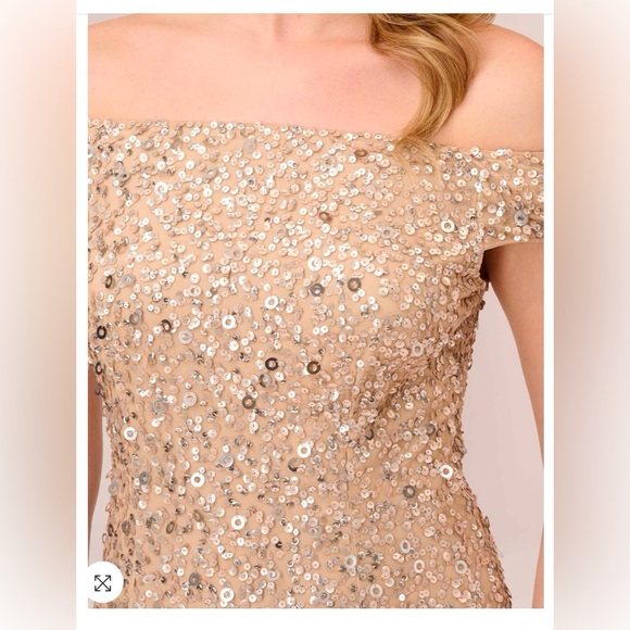 Adrianna Papell scoop back sequin gown in champagne gold - Picture 10 of 12